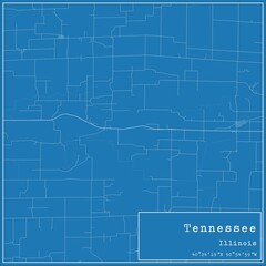 Blueprint US city map of Tennessee, Illinois.