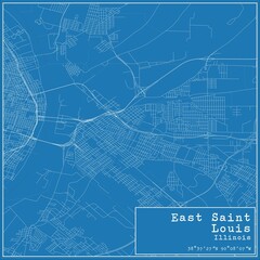 Blueprint US city map of East Saint Louis, Illinois. - obrazy, fototapety, plakaty