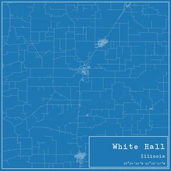 Blueprint US city map of White Hall, Illinois.