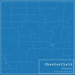 Blueprint US city map of Chesterfield, Illinois.