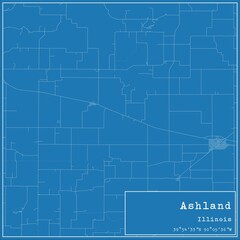 Blueprint US city map of Ashland, Illinois.