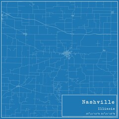 Blueprint US city map of Nashville, Illinois.