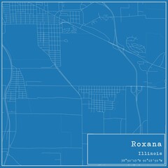 Blueprint US city map of Roxana, Illinois.