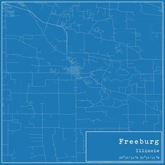 Blueprint US city map of Freeburg, Illinois.
