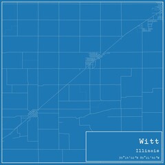 Blueprint US city map of Witt, Illinois.