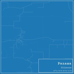Blueprint US city map of Panama, Illinois.