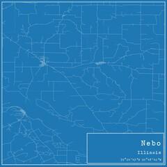 Blueprint US city map of Nebo, Illinois.