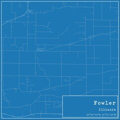 Blueprint US city map of Fowler, Illinois.