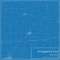 Blueprint US city map of Griggsville, Illinois.