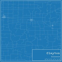 Blueprint US city map of Clayton, Illinois.
