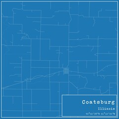 Blueprint US city map of Coatsburg, Illinois.