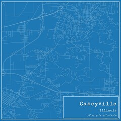 Blueprint US city map of Caseyville, Illinois.