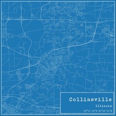 Blueprint US city map of Collinsville, Illinois.