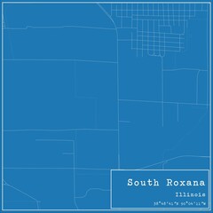 Blueprint US city map of South Roxana, Illinois.