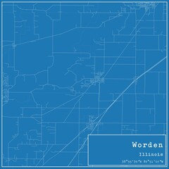 Blueprint US city map of Worden, Illinois.