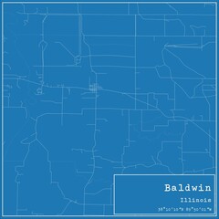 Blueprint US city map of Baldwin, Illinois.