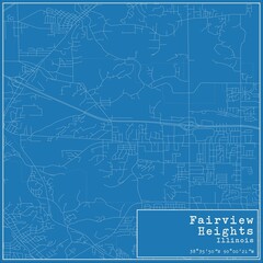 Blueprint US city map of Fairview Heights, Illinois.