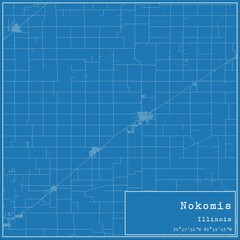 Blueprint US city map of Nokomis, Illinois.