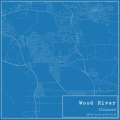 Blueprint US city map of Wood River, Illinois.