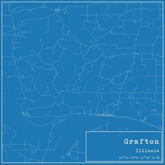 Blueprint US city map of Grafton, Illinois.