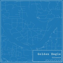 Blueprint US city map of Golden Eagle, Illinois.