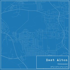 Blueprint US city map of East Alton, Illinois.