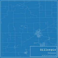 Blueprint US city map of Gillespie, Illinois.