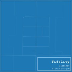Blueprint US city map of Fidelity, Illinois.