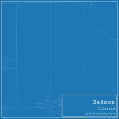 Blueprint US city map of Redmon, Illinois.