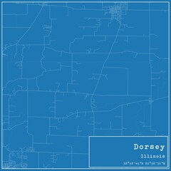 Blueprint US city map of Dorsey, Illinois.