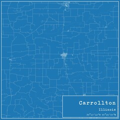 Blueprint US city map of Carrollton, Illinois.