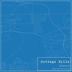 Blueprint US city map of Cottage Hills, Illinois.