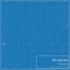 Blueprint US city map of Bingham, Illinois.