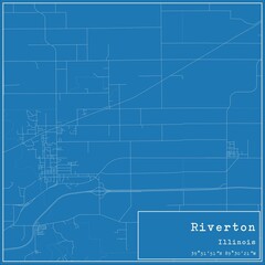 Blueprint US city map of Riverton, Illinois.