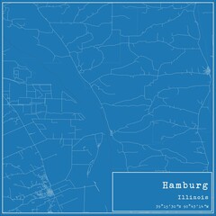 Blueprint US city map of Hamburg, Illinois.