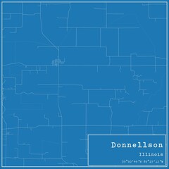 Blueprint US city map of Donnellson, Illinois.