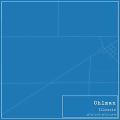 Blueprint US city map of Ohlman, Illinois.