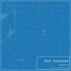 Obraz premium Blueprint US city map of New Douglas, Illinois.