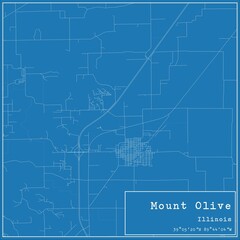 Blueprint US city map of Mount Olive, Illinois.