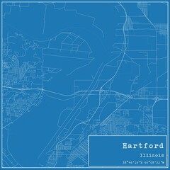 Blueprint US city map of Hartford, Illinois.
