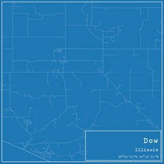 Blueprint US city map of Dow, Illinois.