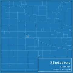 Obraz premium Blueprint US city map of Hindsboro, Illinois.