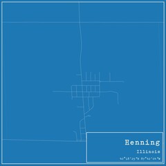Blueprint US city map of Henning, Illinois.