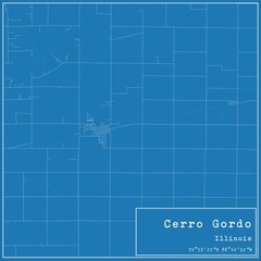 Blueprint US city map of Cerro Gordo, Illinois.