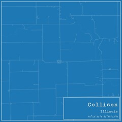 Blueprint US city map of Collison, Illinois.