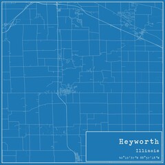 Blueprint US city map of Heyworth, Illinois.