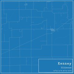 Blueprint US city map of Kenney, Illinois.