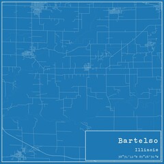 Obraz premium Blueprint US city map of Bartelso, Illinois.