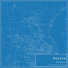 Blueprint US city map of Peoria, Illinois.