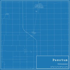Blueprint US city map of Pesotum, Illinois.